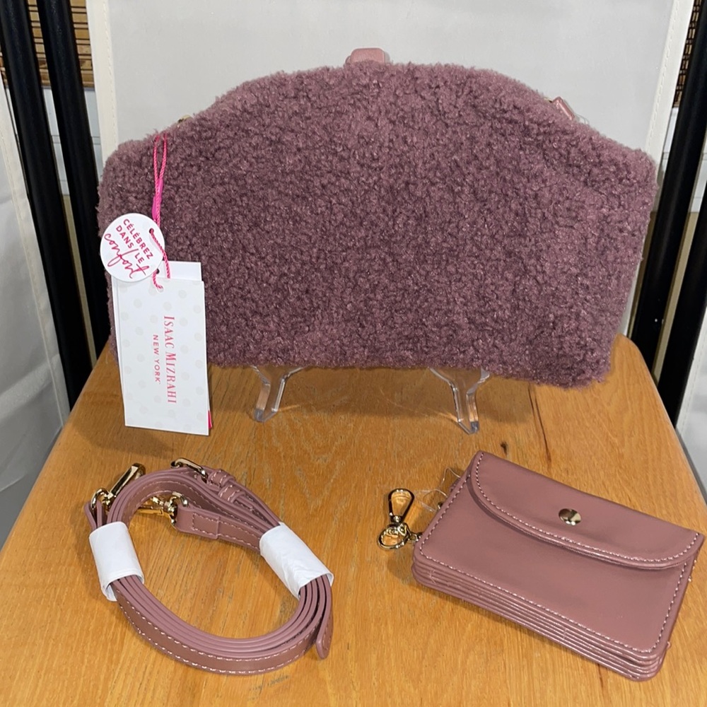 Isaac Mizrahi Sherpa Crossbody Bag NWT 10”x7”x2”